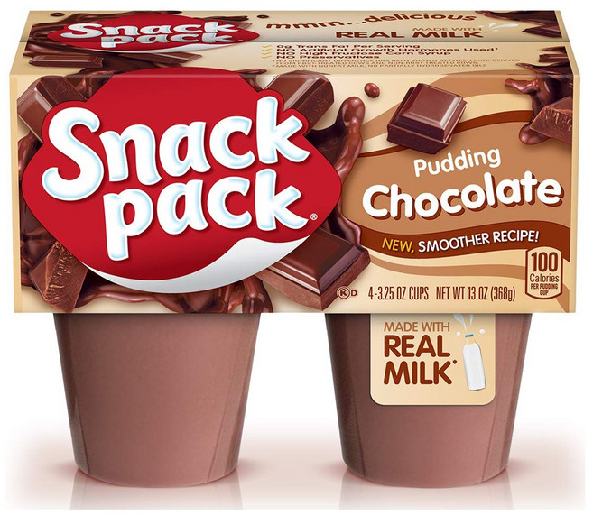 스낵 팩 초콜릿 푸딩 4개세트 Snack Pack Milk Chocolate and Chocolate Fudge/Milk Chocolate Pudding Cups 4 Count, 368g, 4개