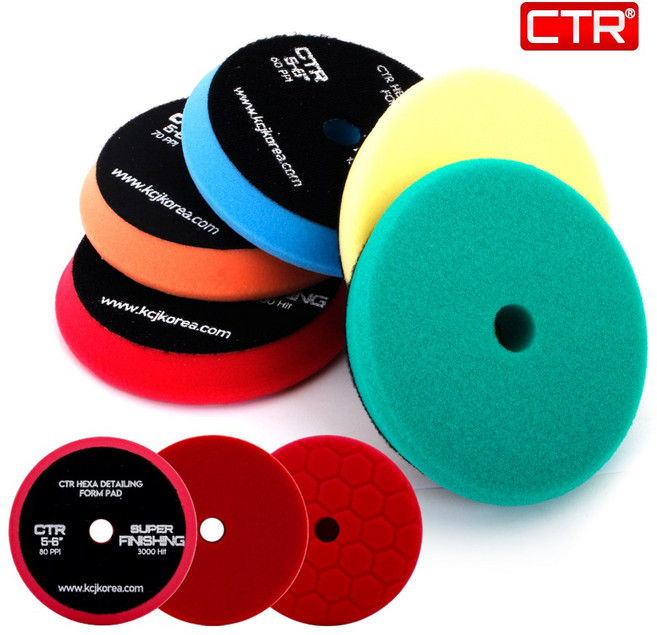 CTR 광택패드 폼패드 6인치 차량용 광택기패드, A02 폼패드-평형(옐로우)
