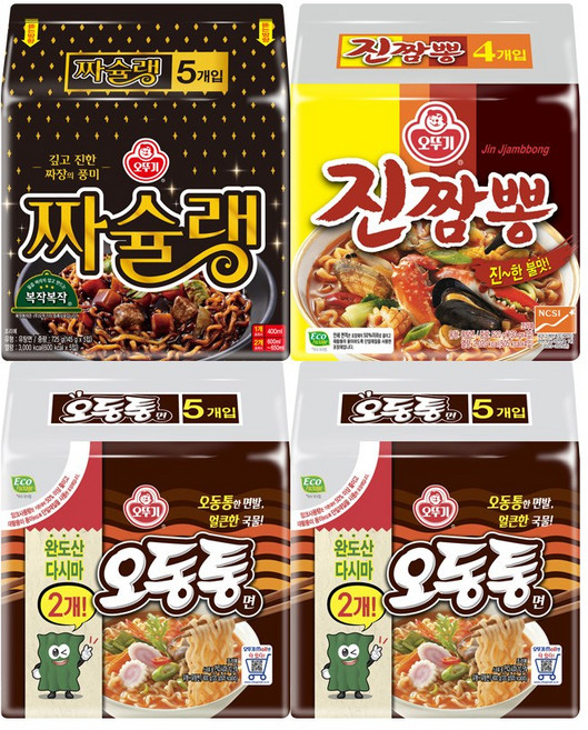 오동통면 (120GX5) 2개 + 짜슐랭(145GX5) 1개 + 진짬뽕 (130GX4) 1개