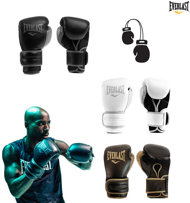 에버라스트 복싱 권투 장갑 파워락 2 트레이닝 글러브 10온스 12온스 14온스 16온스, 1세트, 블랙/골드
