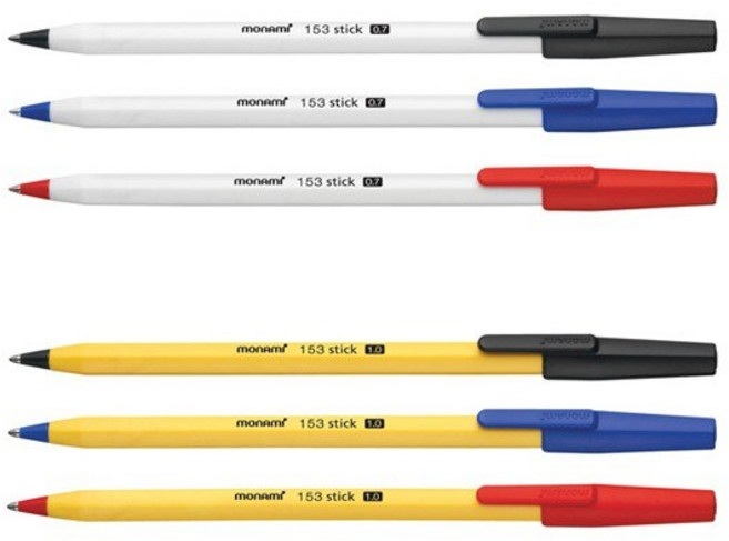 (MONAMI) 모나미 153 STICK 스틱 볼펜 1자루, 빨강 0.7mm, 1개