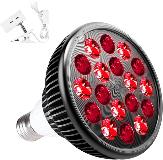 월레젝 레드 라이트 테라피 램프 LED 얼굴 몸 조절 가능 스탠드 1016.5인치 18개 660nm 850nm 조합, Red - Bulb With Holder