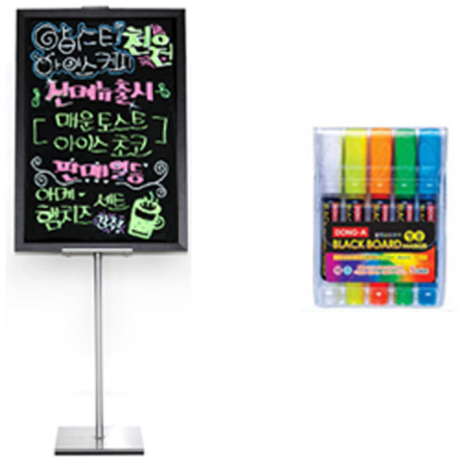 (주)대상플러스 일반 블랙보드+5색마카+원폴이젤 실버, 동아5색마카+원폴이젤 실버