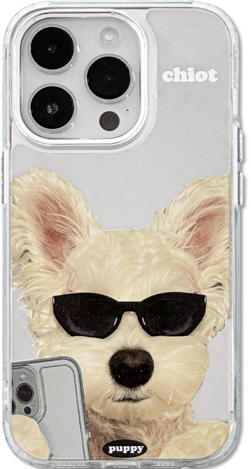 영스피플 선글라스 강아지 미러 아이폰 케이스 TPU 귀여운 실버 17 16 15 14 13 12 플러스 프로맥스