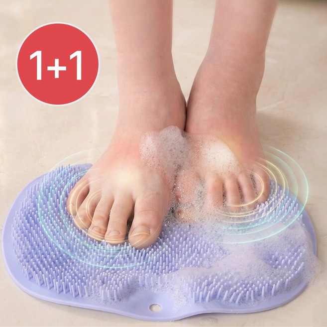모두일상 발세척매트 풋브러쉬 1+1 흡착식 발각질제거 풋클리너 욕실 발브러쉬, 2개, 1개입, 블루
