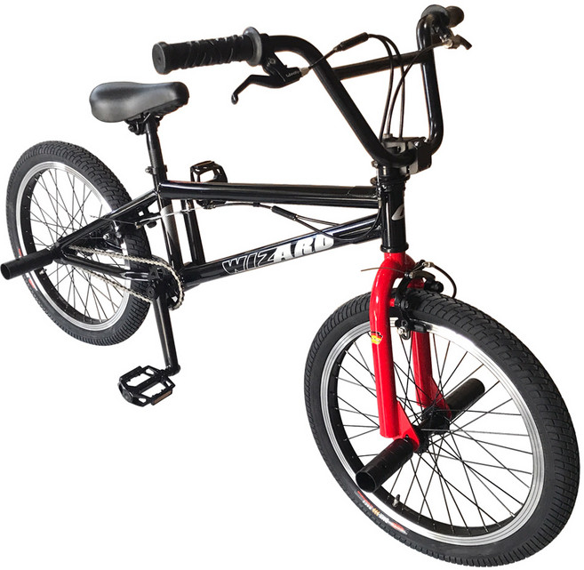 [지멘스자전거]BMX 가벼운 크로몰리 차체 선수용 자전거 위저드 20인치, 146cm, 1개, [미조립(공구없음)위저드20(블랙/레드)발판있음