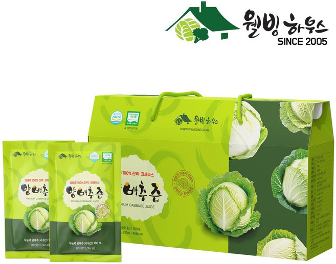 양배추즙 원조 웰빙하우스 양배추즙 60팩(2박스구성), 2.7L, 2개