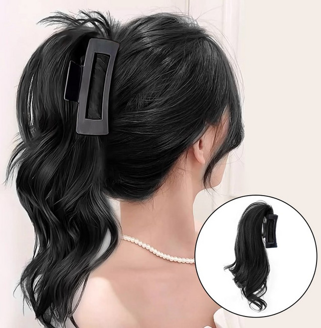 패션파트너 컬링 웨이브 포니테일 부분 가발 반묶음 머리 사각 집게 핀 헤어피스 3color