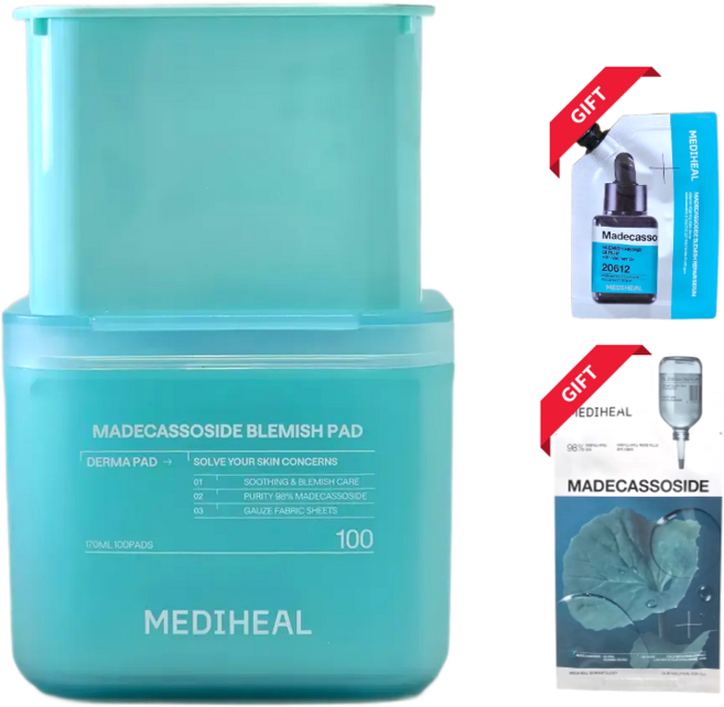 [한정추가증정세트] 2세대 메디힐 마데카소사이드 흔적 토너 더마패드 본품+리필 / 마데카세럼10ml+마데카팩1매 추가증정, 2개, 100매입
