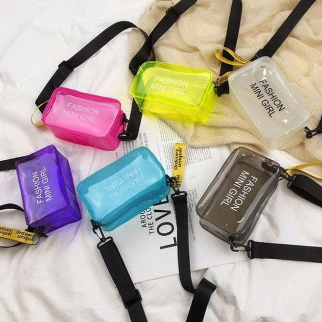 패션 미니 걸 크로스백 여자 사각 젤리백 투명백
