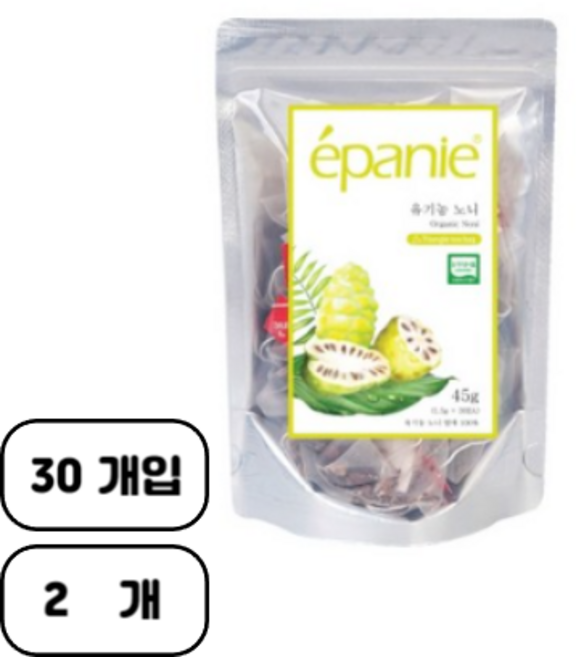 에빠니 유기농 노니 삼각망 티백, 1.5g, 30개입, 2개