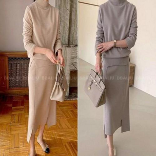 보웬 DK 니트 탑 스커트 [개별옵션]