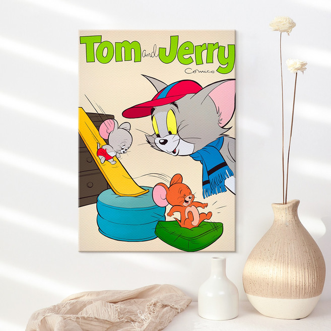 더아트컴퍼니 [오늘특가!] 만화 톰과제리 빈티지 포스터 홈카페 카페 원룸 소품 인테리어 집들이 캔버스액자 25종, 16. 톰과제리 미끄럼틀