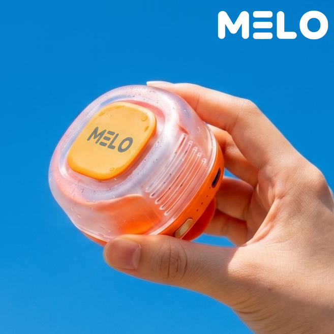 [초경량 95g] 멜로 클립팬 미니 휴대용 허리 선풍기 360도 회전 1000mAh ml-002, 셔벗 오렌지, MELO 클립팬 미니