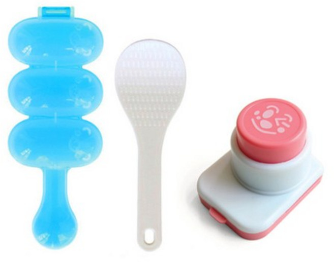 주먹밥메이커 + 미니 밥주걱 + 김펀치 세트, 혼합색상, 1세트