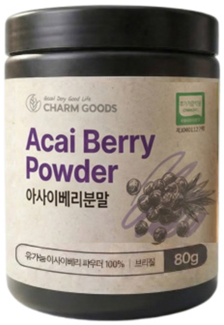 유기농 아사이베리 동결건조 분말 100%, 80g, 1개