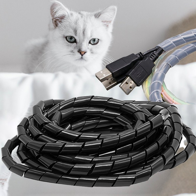 무핑 전선 보호 커버, 1개, 블랙