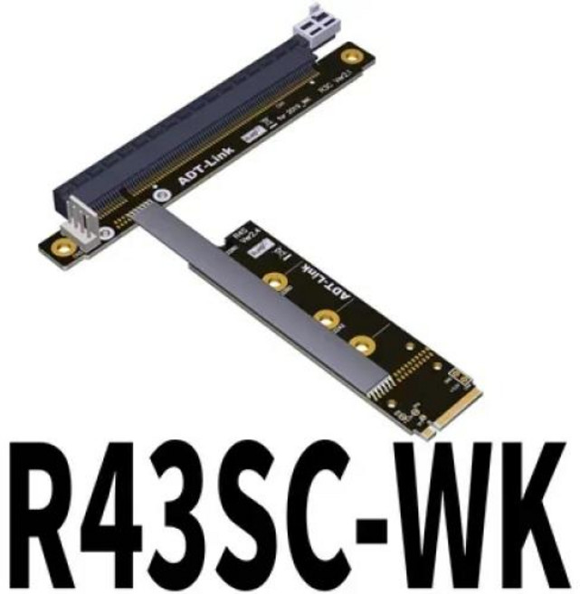 ADT-Link M.2 NVMe-PCI-E 4.0 x16 확장기 Gen 43 라이저 어댑터 점퍼 마이닝 케이블 GTX RTX 그래픽 비디오 카드 NVIDIA AMD GPU, 1개, [03] R43SC-WK