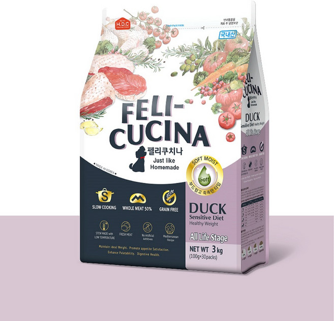 아스쿠 펠리쿠치나 소프트 사료, 3kg, 1개, 오리