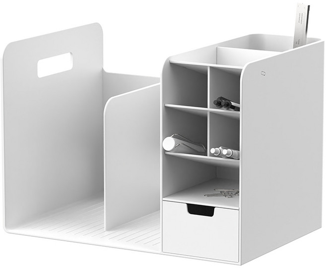 시스맥스 하이브 책꽂이 미니정리함 서재 사무실 꾸미기 사선 연필꽂이 도서 수납, 2단, 화이트