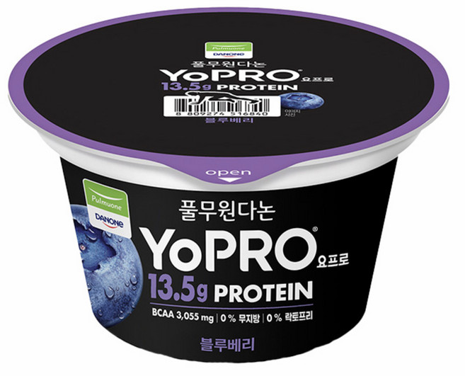 풀무원다논 요프로 컵 설탕무첨가 플레인 + 블루베리, 150g