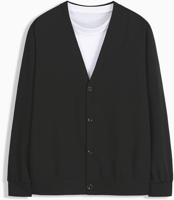 더베이직샵 세미오버 골지 솔리드 브이넥 베이직 니트 기본 가디건