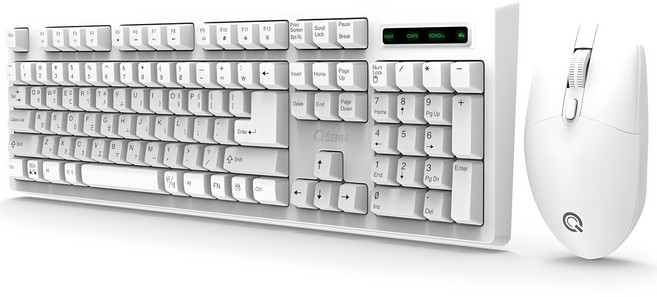 큐센 무선 키보드 + 마우스 + 키스킨 세트, MK450, 화이트, 일반형