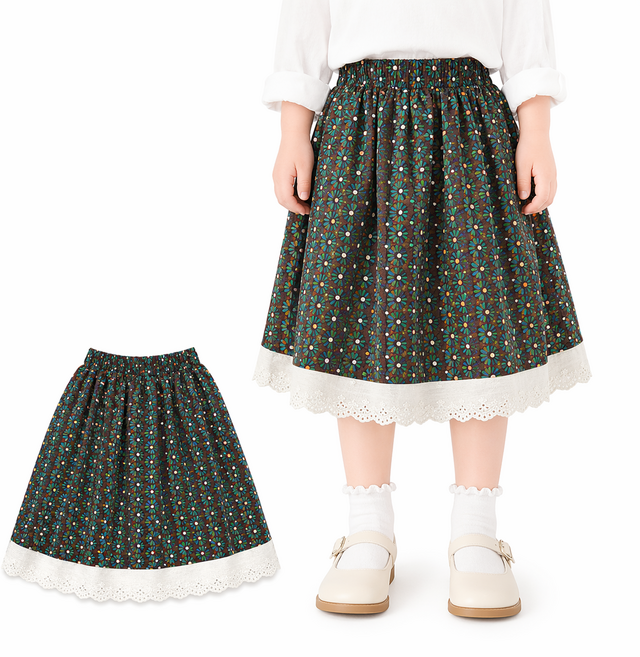 여아 롱스커트 주름 캉캉 스트라이프 치마 유아동 여름 데일리룩 러블리