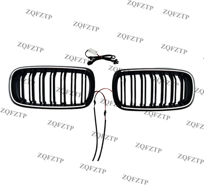 BMW X5 F15 2014-2018용 LED 라이트가 있는 전면 그릴 발광 레이싱 그릴 광택 블랙 레이싱 그릴, 01 Racing Grill