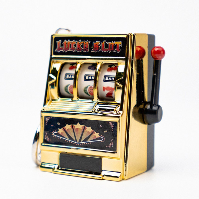 휴대용 미니 과일 슬롯 머신 키체인 펜던트 행운의 잭팟 레트로 게임기 성인 선물, 1개, 1. 금