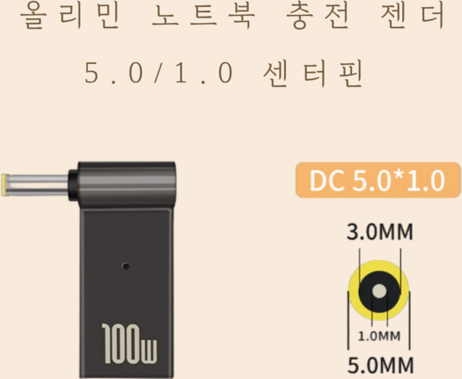 올리민 USB3.1 C타입 PD to DC 변환 노트북 충전 젠더, 08.PD to DC, 1개