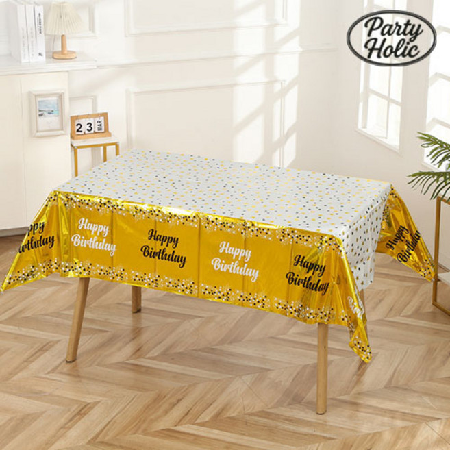 파티홀릭 생일파티 홈파티 식탁 테이블보 3p, 5번골드, 3개