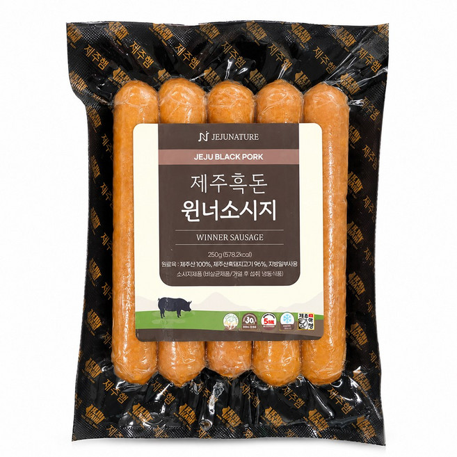 제주흑돈 수제소시지 아질산나트륨 무첨가 250g, 1개, 오리지널 윈너 소시지