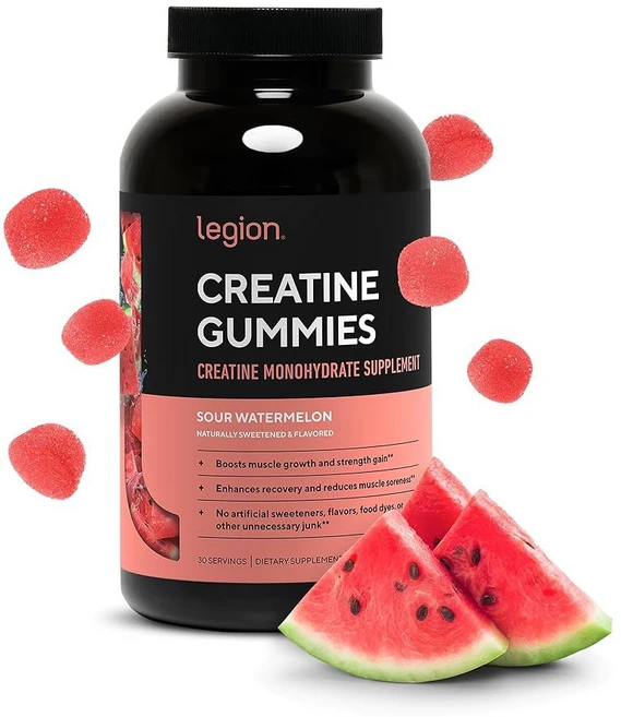 LEGION 크레아틴 모노하이드레이트 젤리 - 근육 증가를 위한 깨끗한 츄어블 지구력 향상 및 운동 후 회복 최대 흡수를 보충제 (사워 블루 라즈베리 150개), Sour Watermelon, 1개 - 쿠팡