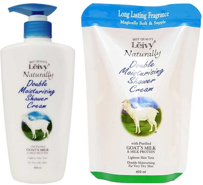 레이비 산양유 더블 모이스처링 샤워 크림 500ml + 리필 450ml, 1세트