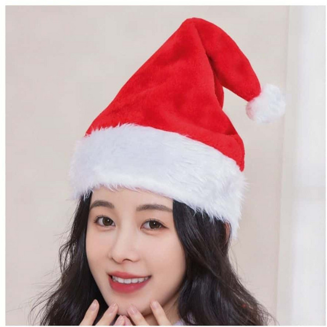고급 벨벳 산타 모자 대형 크리스마스 파티 분장 레드