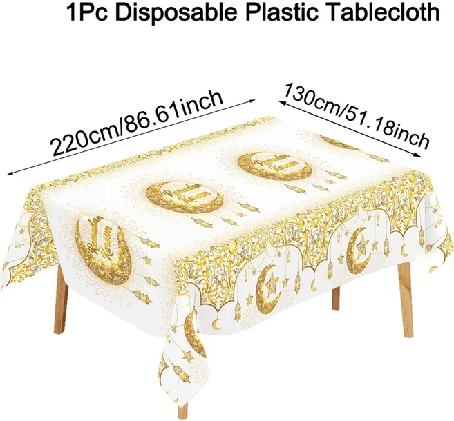 라마단 장식 테이블보 이드 무바라크 가정용 2026 카림 이슬람 무슬림 파티 알 아드하 선물 해피 피트르, 01 Ramadan Kareem