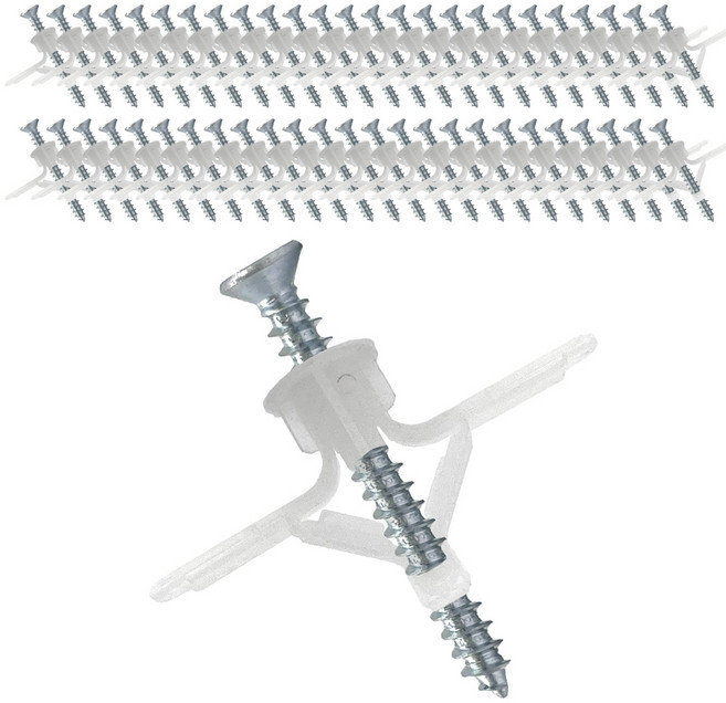 ST 동공앙카 12mm 50개 + 나사 50개 석고앙카 석고보드 앙카 천공 천장 피스 못, 1세트