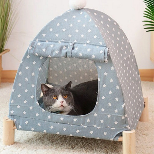 고양이해먹 강아지 집 텐트 애견 해먹, 해먹텐트00579GA, 1개, 블루+그레이