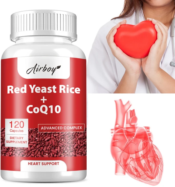 CoQ10 보충제가 함유된 홍국쌀 - 남성과 여성을 위한 고급 건강 심장 및 건강한 콜레스테롤 수치 포뮬러, 1개, 120정 - 쿠팡