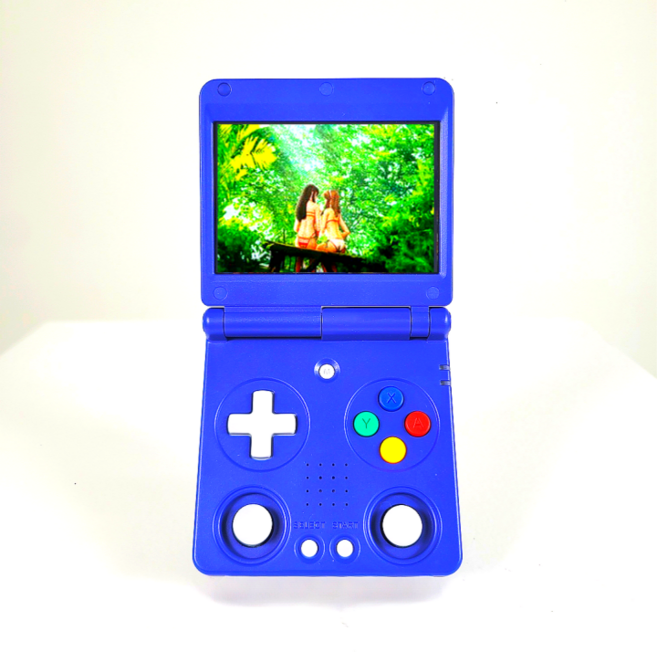 그린플래그 RG34XX SP 한방팩 내장 폴더 휴대용 미니 게임기, 128G (한글 게임팩 내장), 퍼플