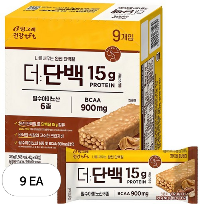 더단백 크런치 프로틴바 피넛버터, 360g, 9개