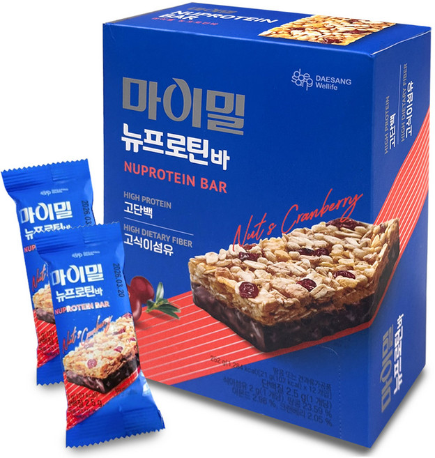 [대상웰라이프]마이밀 뉴프로틴바 12개입 x 1박스, 21g, 12개