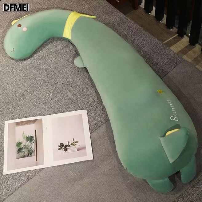 DFMEI 可愛夾腿睡覺長條抱枕毛絨可愛側睡送女生生日禮物送閨蜜公司禮品, 綠恐龍