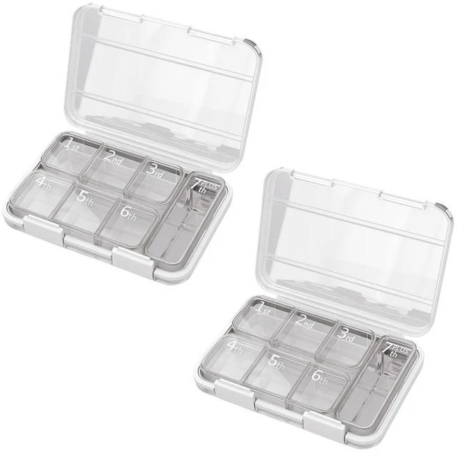 디모어 휴대용 7일 알약케이스 요일별 약보관함 약통, 화이트, 2개 - 쿠팡