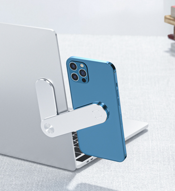 하루모리 노트북 휴대폰확장 연결 접이식자석거치대1+1, 실버/핑크, 1세트