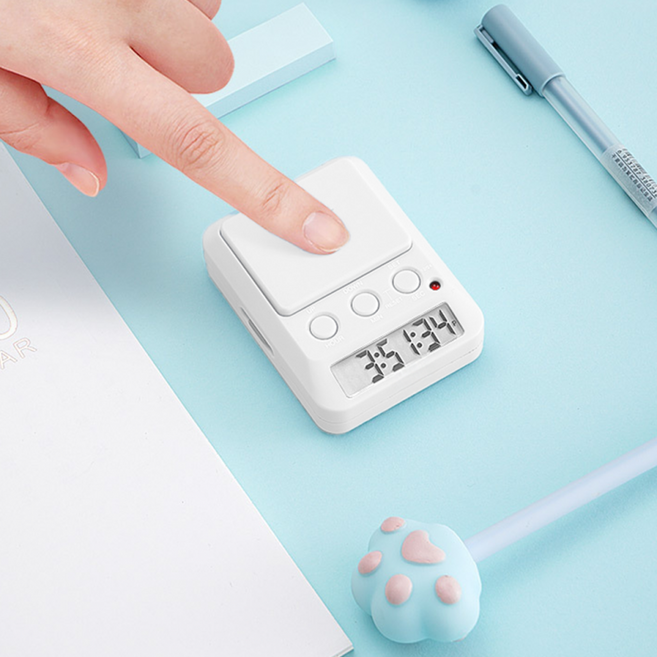 린델 공부 타이머 초 시계 버튼식 스탑워치, 블랙, 1개, 블랙 시리즈