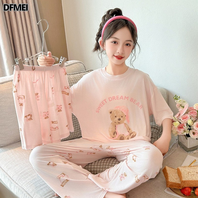 DFMEI 兒童莫代爾睡衣夏季女童高端薄款家居服女孩套裝