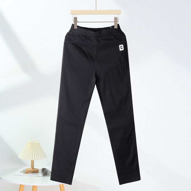 인디오 여성 주자면 소재 스판 주머니 자수 슬림일자 팬츠 NCH9966