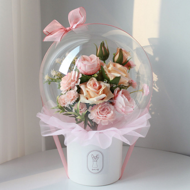 수비니샵 꽃풍선 레터링풍선 풍선꽃다발 용돈박스 기념일 졸업 환갑 칠순 어버이날 카네이션, 피치믹스, 원형화분형, 추가없음, 1개